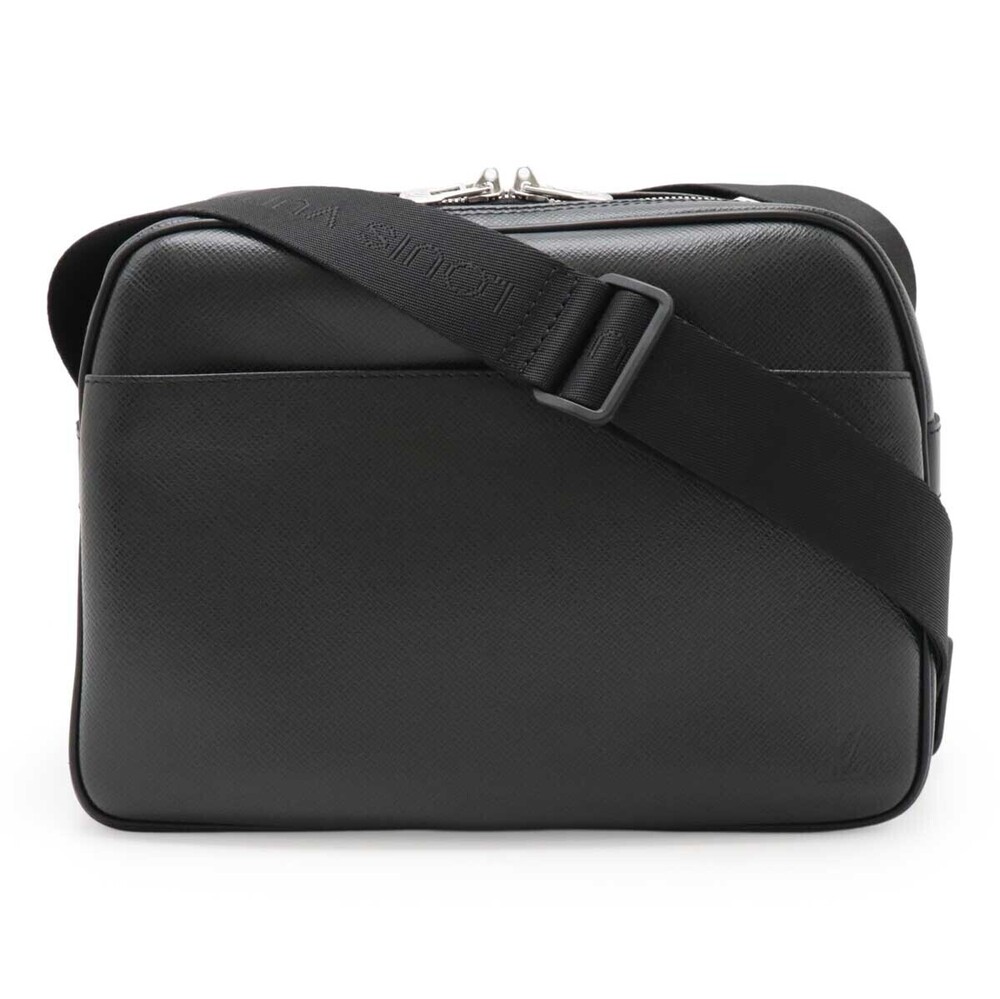 LOUIS VUITTON Taiga Reporter Crossbody Bag Leather Ardoise Black